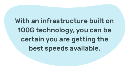 With an infrastructure built on 100G technology, you can be certain you are getting the best speeds available.